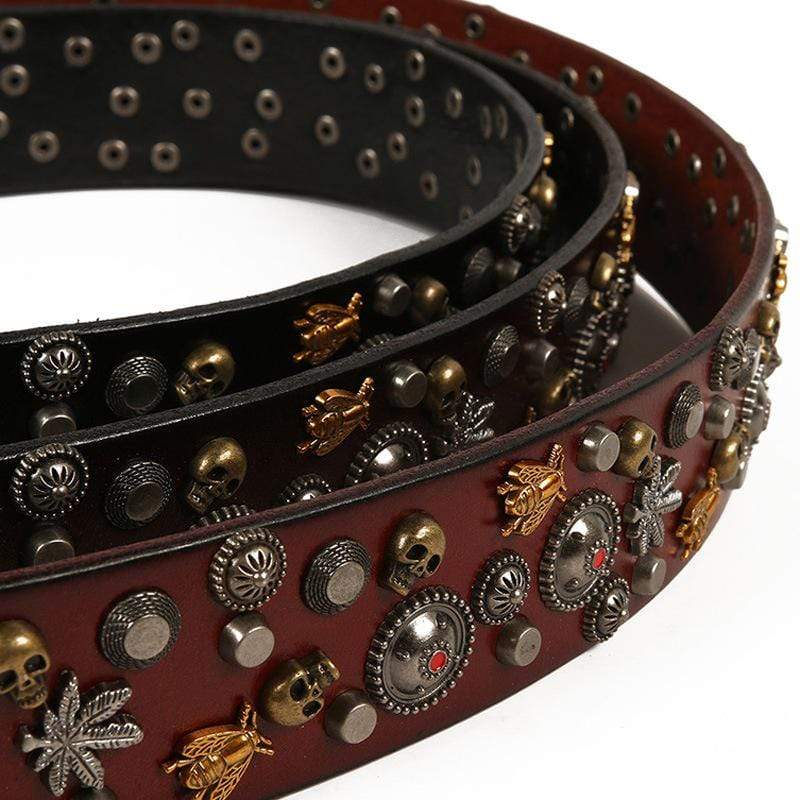 Men's Gothic Belts With Rivets of Skulls And Bees