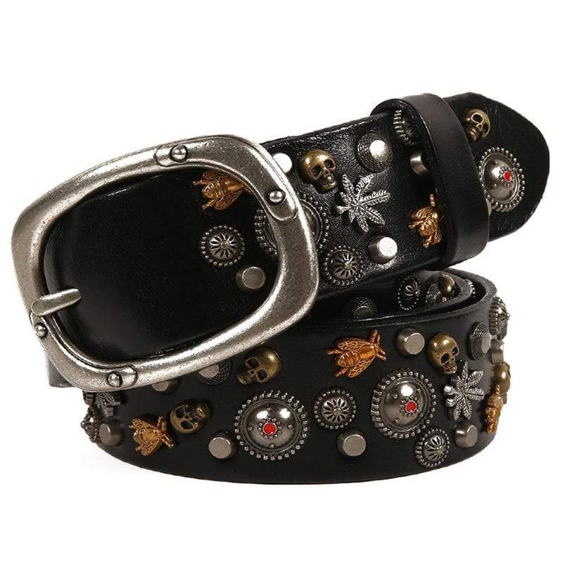 Men's Gothic Belts With Rivets of Skulls And Bees