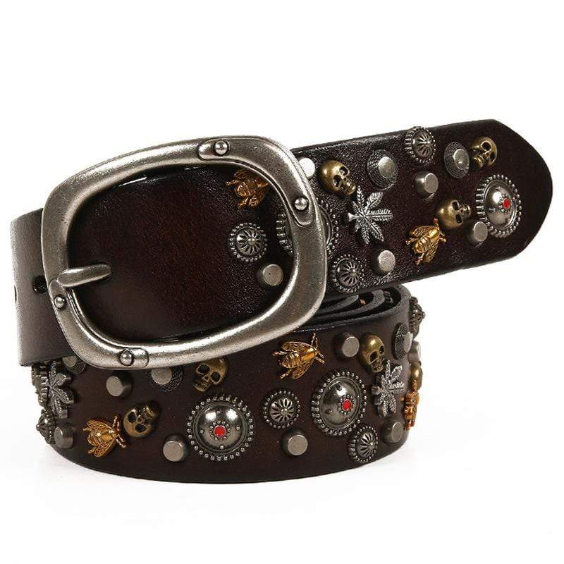 Men's Gothic Belts With Rivets of Skulls And Bees