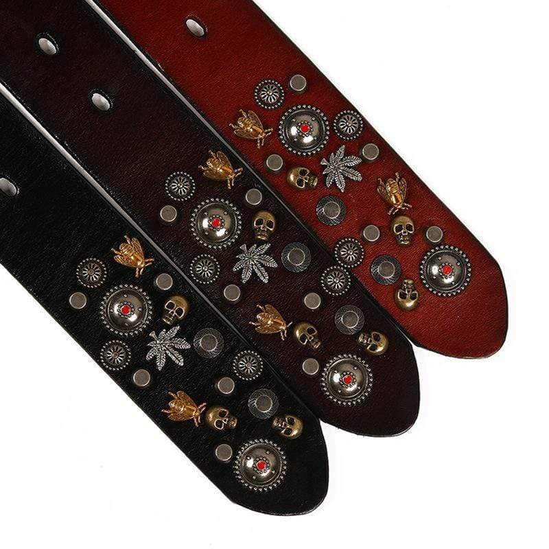 Men's Gothic Belts With Rivets of Skulls And Bees