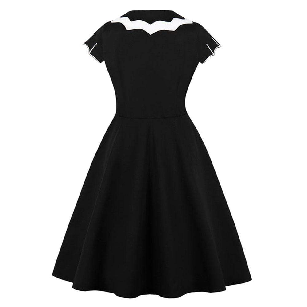 Women's Gothic Bet Embroidery Turn-down Collar Circle Dresses