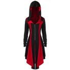 Kobine Women's Gothic Buckles Full Sleeved Hooded Irregular hem Cardigan Coats