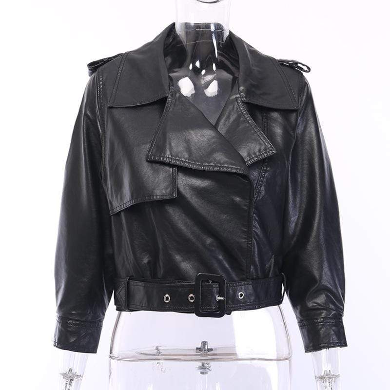 Women's Gothic Faux Leather Jackets With Chains – Punk Design