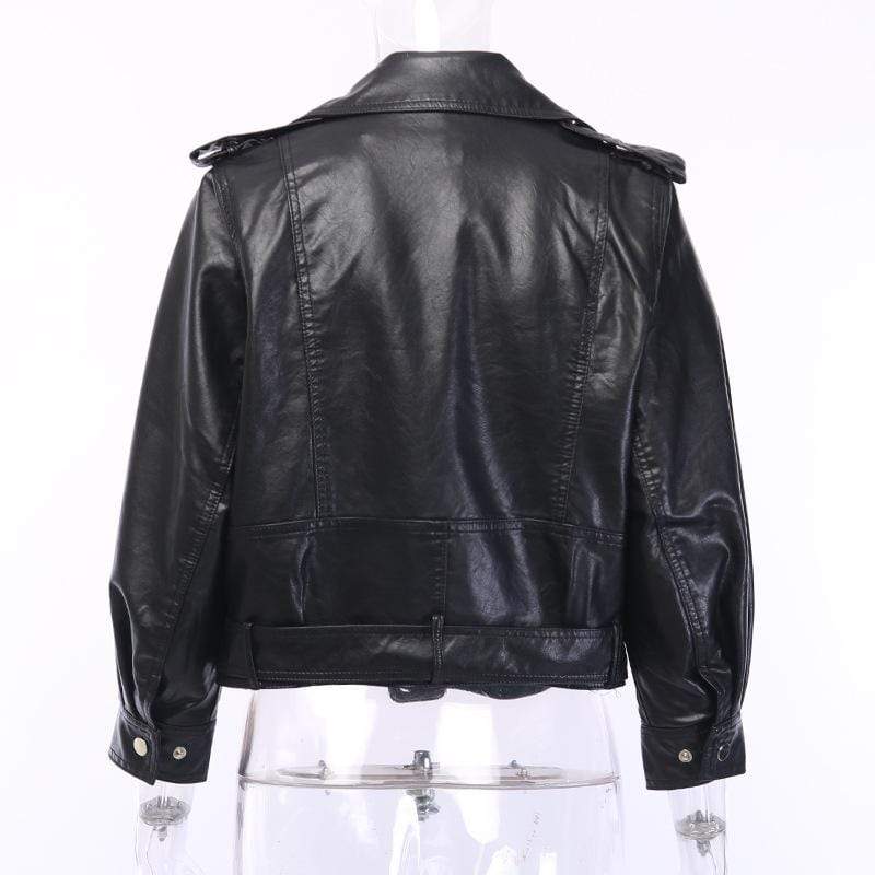 Women's Gothic Casual Faux Leather Motor Jackets With Belt