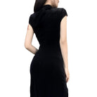 Kobine Women's Gothic Chinese Slit Velet Dresses