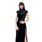Kobine Women's Gothic Chinese Slit Velet Dresses