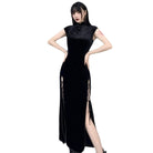 Kobine Women's Gothic Chinese Slit Velet Dresses