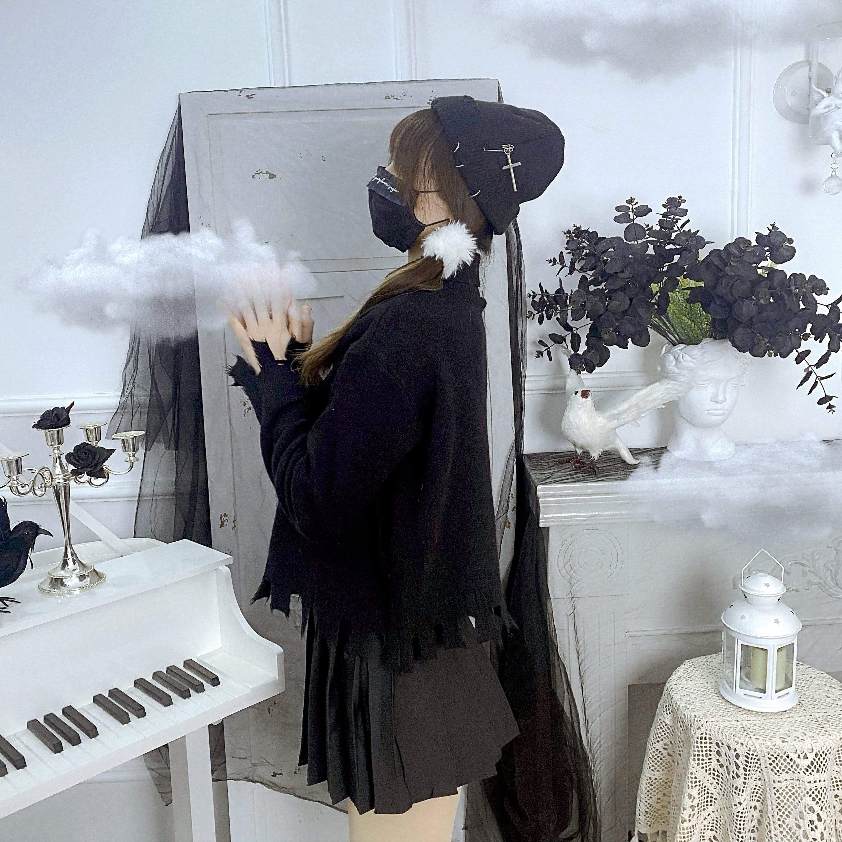 Faldas plisadas cruzadas de ataúd gótico para mujer con cinturones