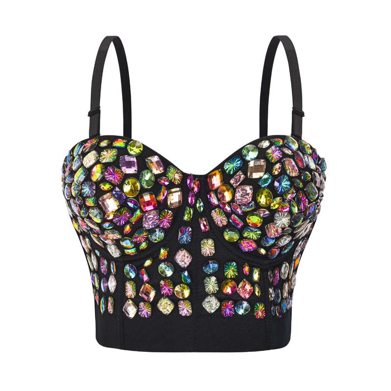Kobine Women's Gothic Colourful Beaded Bustier