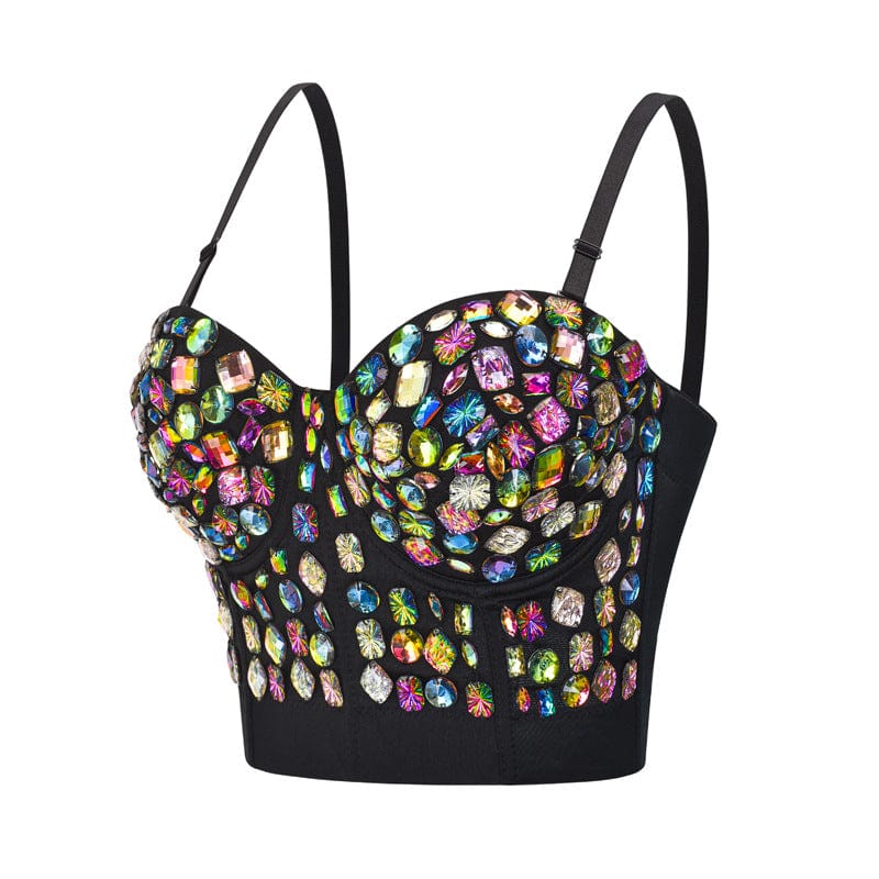 Kobine Women's Gothic Colourful Beaded Bustier