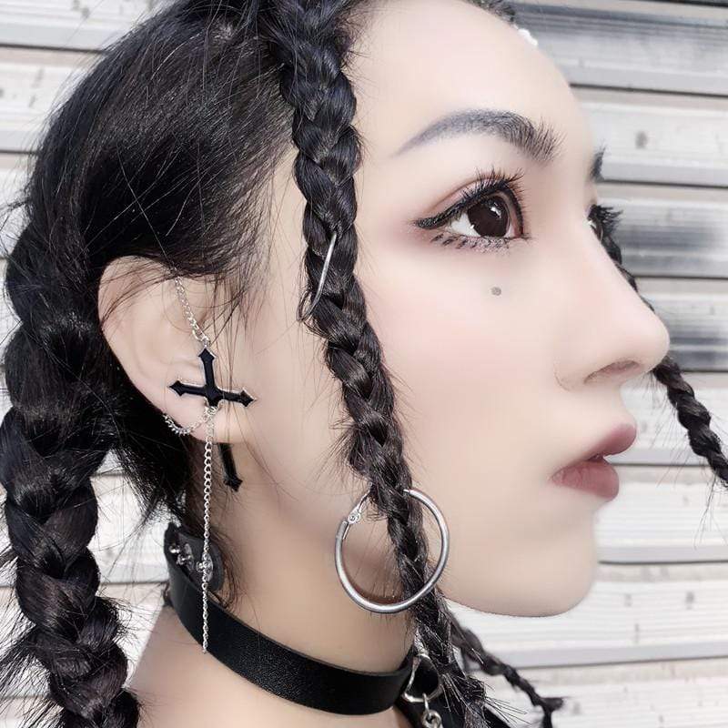 Women's Gothic Cross Chain Earrings