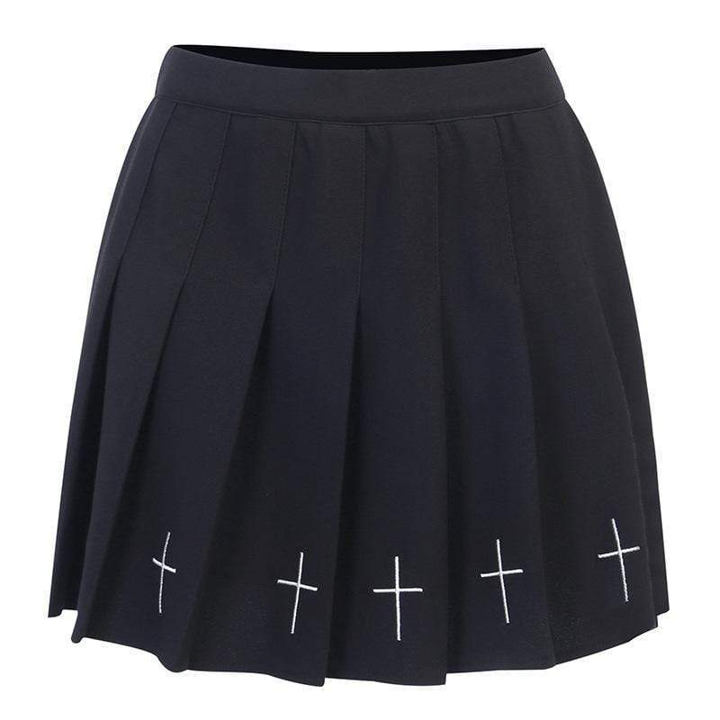 Women's Gothic Crosses Pleated Skirts