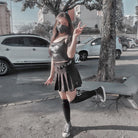 Kobine Faldas plisadas de cruces góticas para mujer