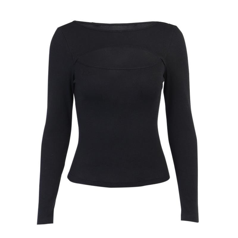 Women's Gothic Cutout Slim-fitted Knitted Tops