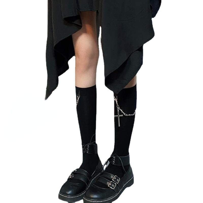 KOBINE Women's Gothic Detachable Cross Chain Socks