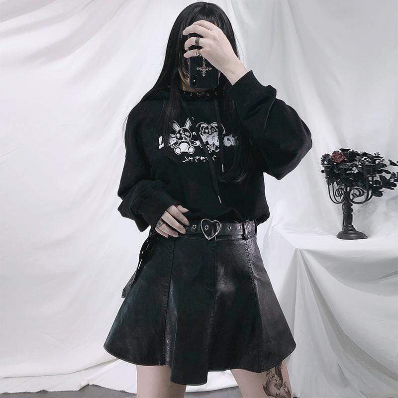 Women's Gothic Faux Leather Skirts With Belt