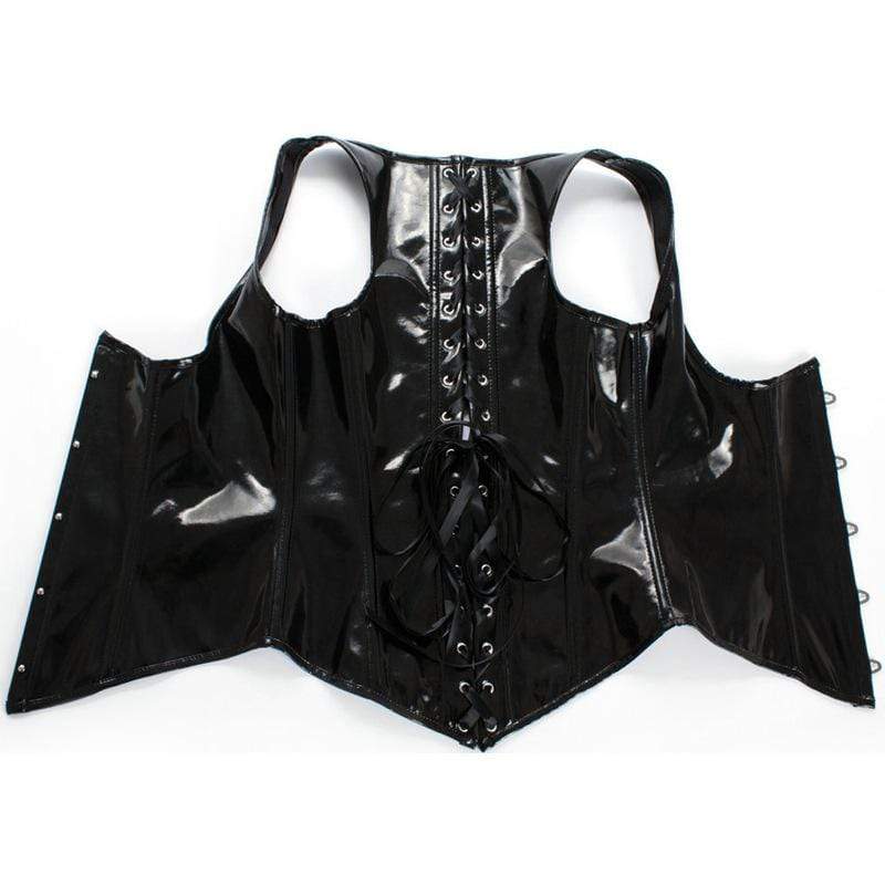 Women's Gothic Faux Leather Underbust Corsets With T-back