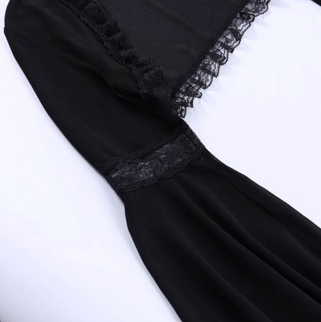 Kobine Damen Gothic Cape mit ausgestellten Ärmeln und Spitzensaum