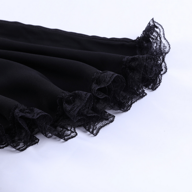 Kobine Damen Gothic Cape mit ausgestellten Ärmeln und Spitzensaum