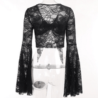 Kobine Women's Gothic Flared Sleeved Plunging Lace Cape