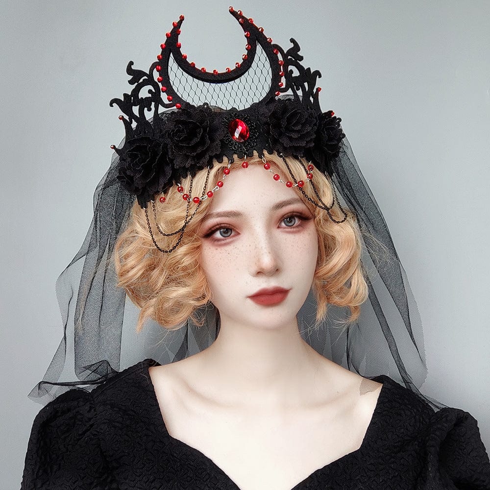 Kobine Women's Gothic Floral Bead Mesh Headwear