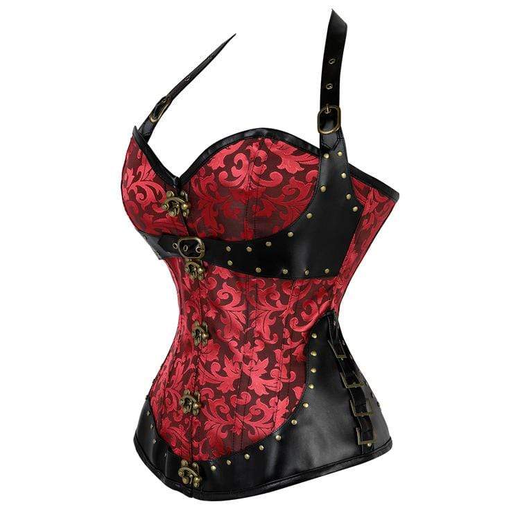 Women's Gothic Floral Halter Top Corsets With T-back