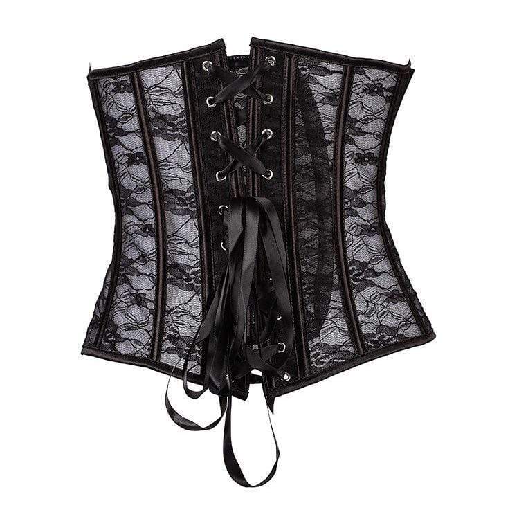 Women's Gothic Floral Lace Overbust Corsets With T-back