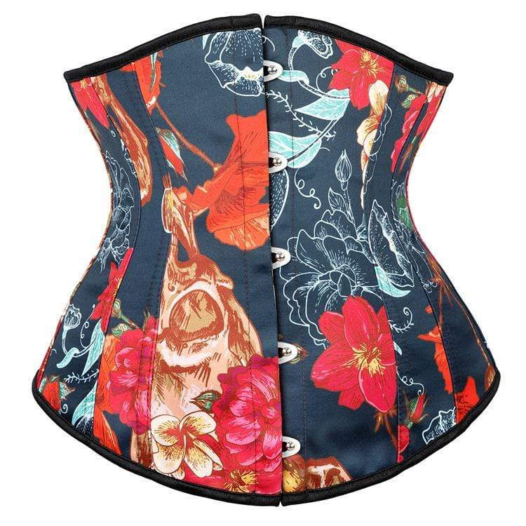 Women's Gothic Floral Printed Contrast Color Underbust Corsets
