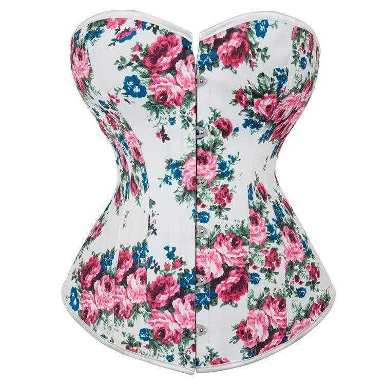 Women's Gothic Floral Printed Strappy Overbust Corset