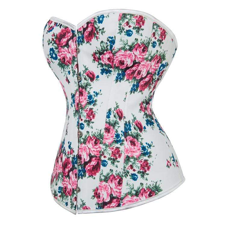 Women's Gothic Floral Printed Strappy Overbust Corset