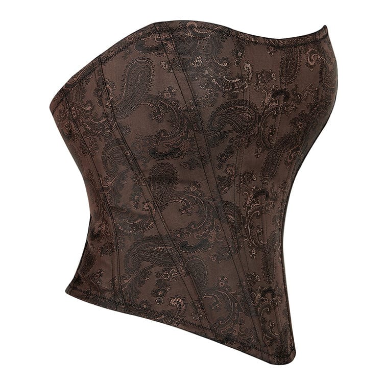 Kobine Women's Gothic Floral Printed Zipper Overbust Corset