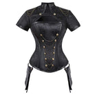Women's Gothic Floral Sleeved High Collar Overbust Corsets