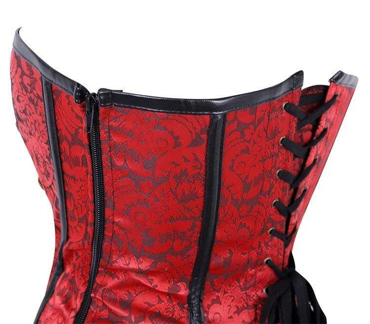 Women's Gothic Floral Sleeved High Collar Overbust Corsets