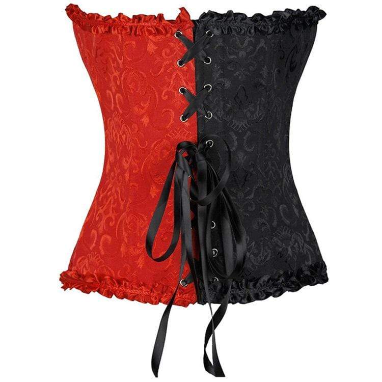 Women's Gothic Front Zip Contrast Color Overbust Corsets