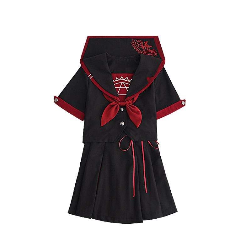 Women's Gothic Hexagram Red&Black Sailor Suits