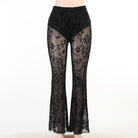 Kobine Women's Gothic High-waisted Floral Lace Sheer Bell-bottoms