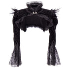 Women's Gothic Lace Flare Sleeved Capes With Feather