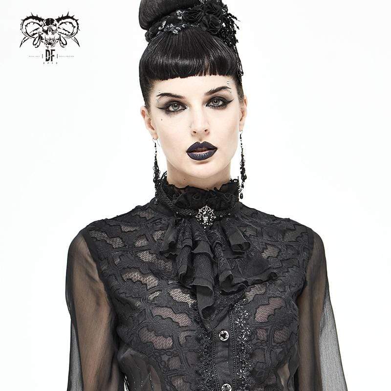 Women's Gothic Lace Multilayer Black Neckwear