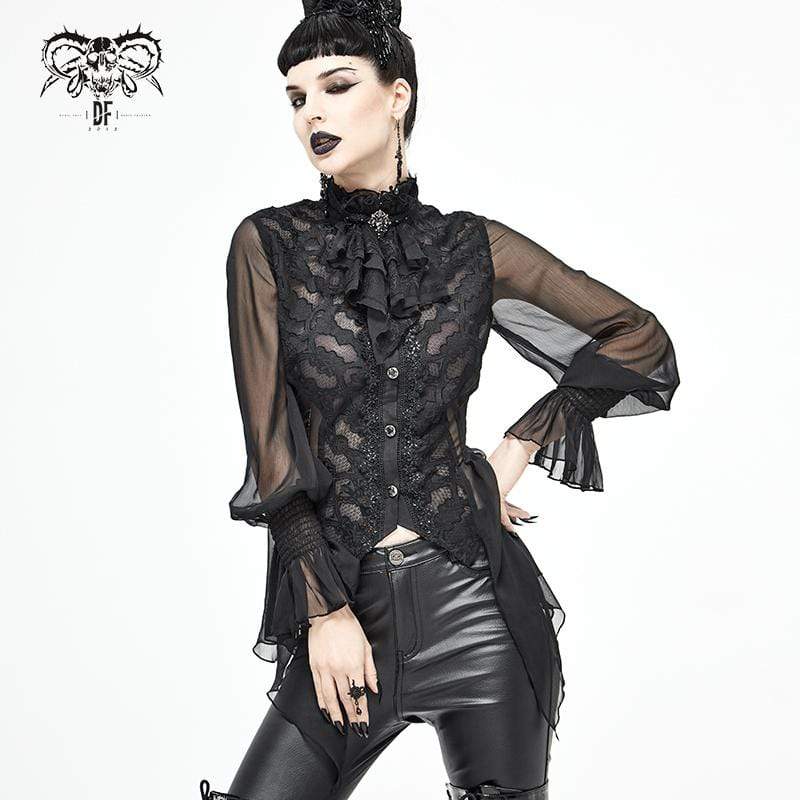 Women's Gothic Lace Multilayer Black Neckwear