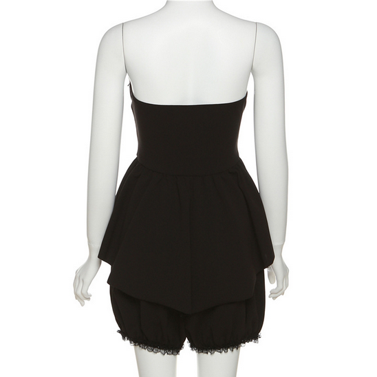 Kobine Women's Gothic Lace Off Shoulder Tank Top & Shorts