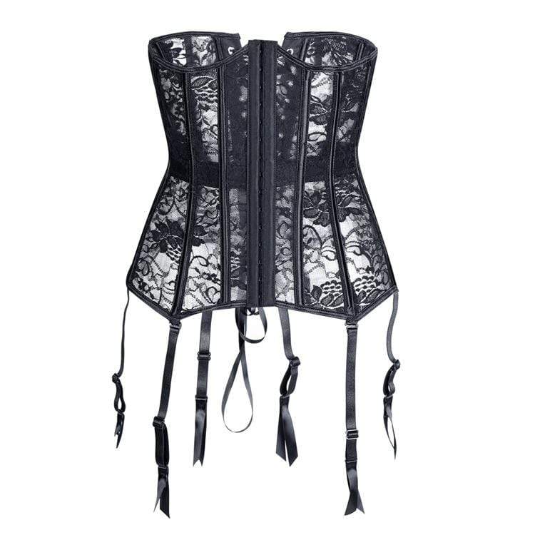 Kobine Women's Gothic Lace Sheer Underbust Corset
