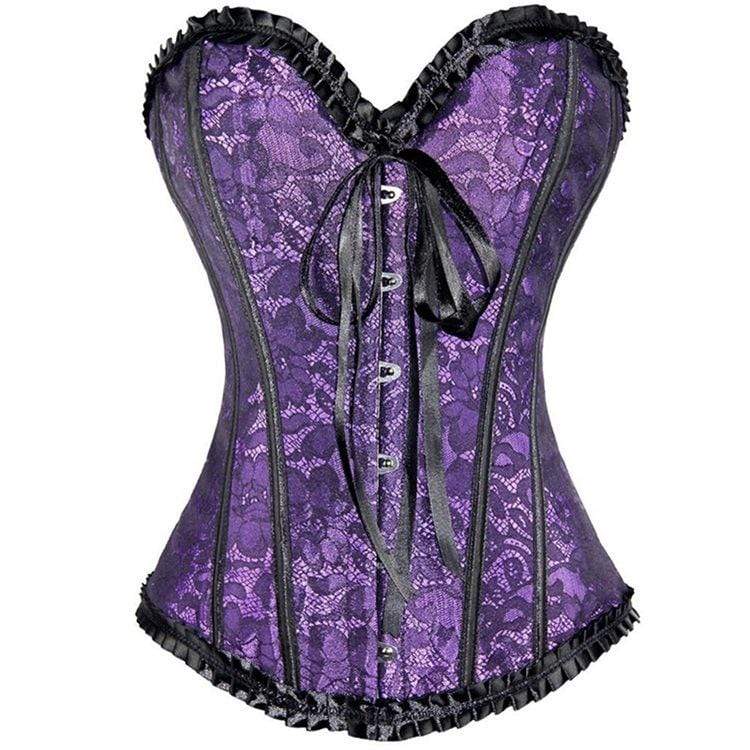 Women's Gothic Lace-up Floral Mesh Overbust Corsets