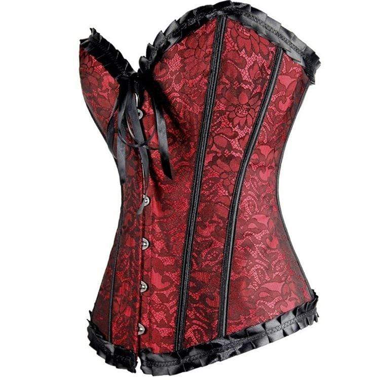 Women's Gothic Lace-up Floral Mesh Overbust Corsets