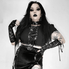 Kobine Women's Gothic Lacing-up Contrast Color Lace Arm Sleeves