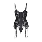 Women's Gothic Lingerie Lace Sheer Overbust Corsets With T-back