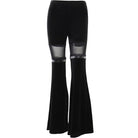 Kobine Women's Gothic Mesh Splice Velvet Flared Pants