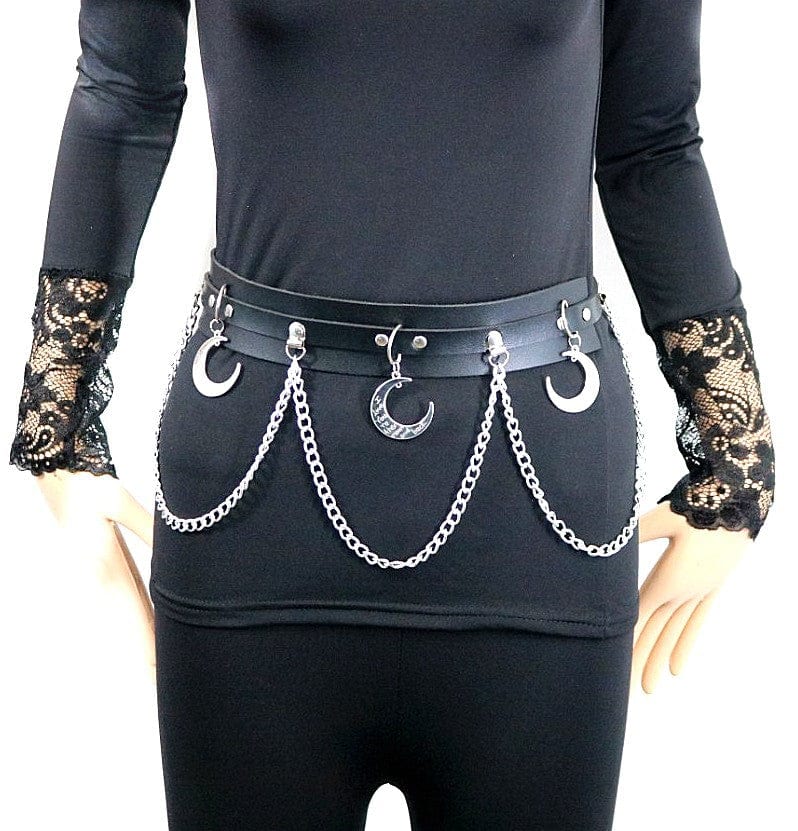 Kobine Women's Gothic Moon Pendents Belts With Chains