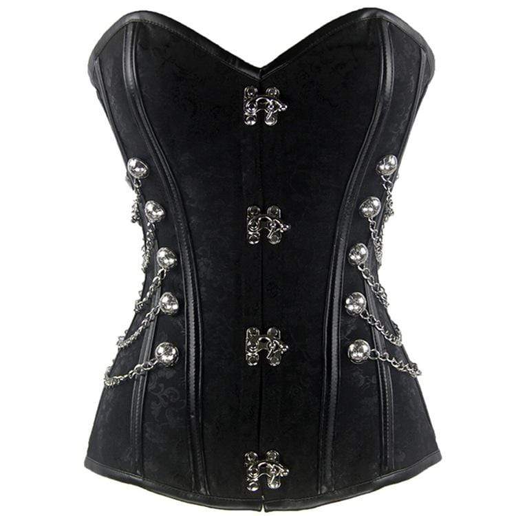 Women's Gothic Multi-Chain Floral Overbust Corsets