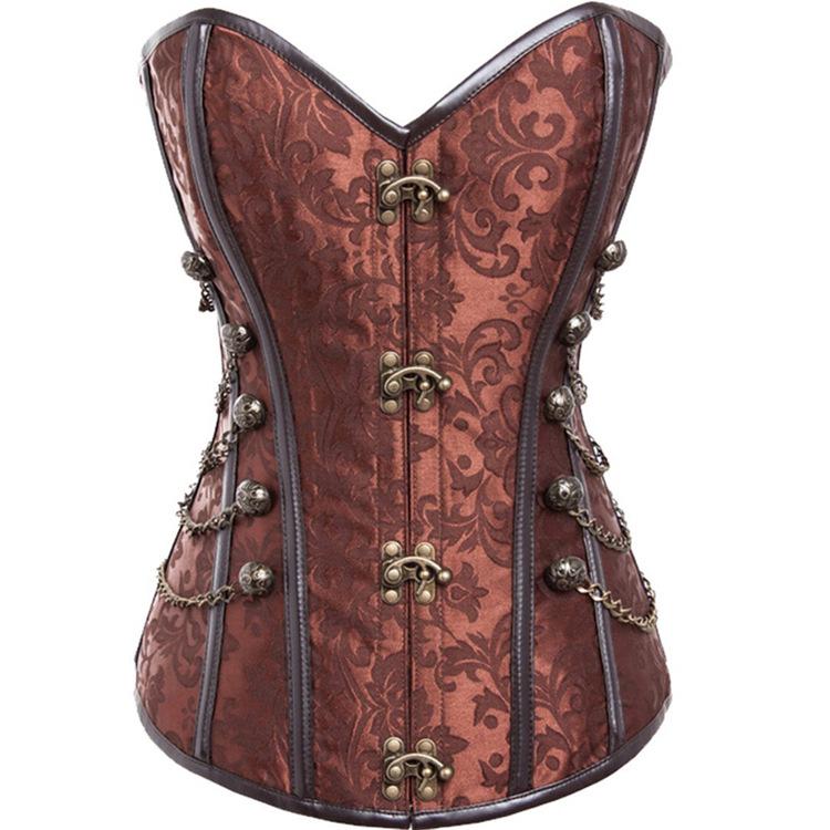 Women's Gothic Multi-Chain Floral Overbust Corsets