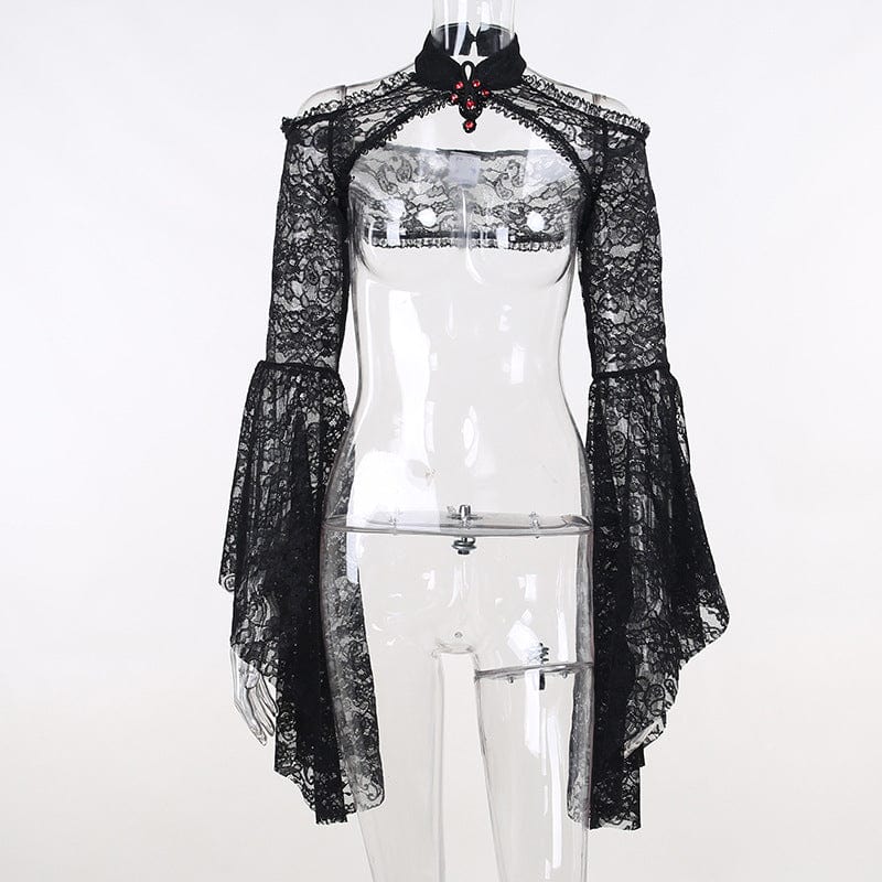 Kobine Gothic-Umhang aus Spitze für Damen, schulterfrei